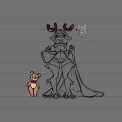 arsfromnowhere_(artist) big_breasts deer deer_girl dnd dnd_character dungeons_and_dragons living_plushie living_sex_toy living_toy monster_girl plushie sketch toy wide_hips