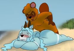 anal anal_sex animal_crossing anthro antlers ass beard big_butt cake_top cake_top_(cake_top) canid canine chef_nook deer digital_media_(artwork) duo facial_hair hair hi_res horn male male/male male_penetrated male_penetrating mammal new_world_deer nintendo nude outside overweight overweight_male penetration raccoon_dog reindeer sand seaside sex sex_on_the_beach smile tanuki thick_thighs