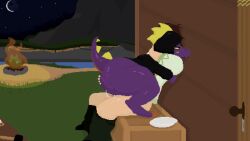 1boy 1boy1girl 1girls 2d 2d_animation animated anthro ass ass_grab big_ass big_butt blush cowgirl_position duo edit faceless_male female hand_on_ass human human_on_anthro leezpunk male male/female night palworld penis penis_in_pussy pocketpair purple_body sex shoestrang tail vaginal_penetration vaginal_sex yellow_eyes yellow_sclera