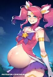 ai_generated big_ass big_breasts big_butt big_thighs blush huge_ass huge_breasts huge_butt huge_thighs league_of_legends luxanna_crownguard pregnant star_guardian_lux star_guardian_series wanuze wide_hips