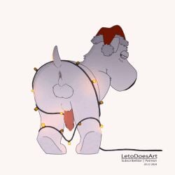 animated anthro anus balls brian_griffin canid canine canis christmas domestic_dog erection family_guy fur genitals hi_res holidays letodoesart male mammal penis solo tail twerking white_body white_fur