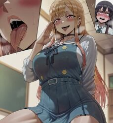 ai ai_generated big_penis cock_ring flaccid futa_only futanari grin kitagawa_marin my_dress_up_darling peeking_out school_uniform sitting skirt_lift tongue_out upskirt
