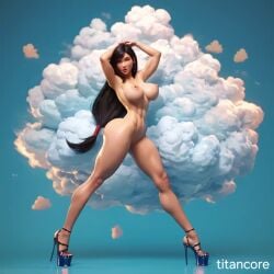 (titancore) 3d ai_generated big_breasts black_hair breasts female final_fantasy final_fantasy_vii girl great_body heaven high_heels naked tifa_lockhart video_game_character