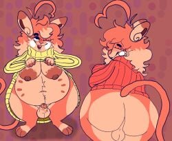 abstract_background ahoge alolan_form alolan_raichu anthro ass backsack balls bedroom_eyes belly big_butt bottomless breasts closed_eyes clothed clothing clothing_pull cowprintsoda cropped_sweater cute_fangs darkened_nipples fangs foreskin futanari generation_7_pokemon genitals glans hair intersex looking_at_viewer mammal mostly_nude mottled multi_nipple multicolored_hair multiple_scenes murid murine narrowed_eyes navel nintendo nipples one_eye_closed orange_body orange_glans orange_hair penis pixel_(cowprintsoda) pokemon pokemon_(species) presenting presenting_breasts presenting_penis red_clothing red_sweater red_topwear redraw regional_form_(pokemon) rodent seductive small_penis solo splotchy_nipples sweater sweater_only teeth thick_thighs topwear topwear_only trans_(lore) trans_woman_(lore) turtleneck uncircumcised white_cheeks yellow_clothing yellow_sweater yellow_topwear