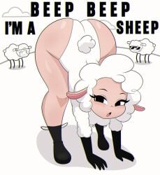 beep_beep_i'm_a_sheep bending_forward bending_over bent_over female sheep sheep_ears sheep_girl sheep_humanoid sheep_tail superbage the_living_tombstone