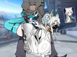 alternate_version_available big_breasts breasts feixiao_(honkai:_star_rail) female honkai:_star_rail kuook muzzle_(object) objectification
