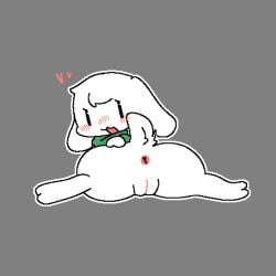 2024 aliasing anthro anus ass binary_drawing black_eyes blush blush_lines bottomless bottomless_anthro bottomless_female cave_story clothed clothing digital_drawing_(artwork) digital_media_(artwork) eyelashes female female_anthro floppy_ears fur green_clothing green_topwear green_vest grey_background hand_on_butt hand_on_own_butt heart_symbol humanoid_vulva lagomorph looking_at_viewer looking_back looking_back_at_viewer lop_ears low_res lying mammal mimiga on_front open_mouth open_smile outline pink_blush pink_heart pink_vulva presenting presenting_hindquarters scut_tail short_tail simple_background smile solo spread_legs spreading taikupy_cat tail topwear topwear_only toroko tuft vest vest_only white_body white_butt white_ears white_fur white_outline white_tail white_tuft white_vulva y_anus