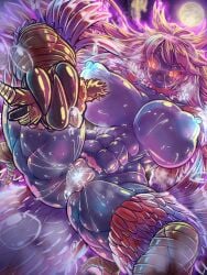 abs anus asshole bird_girl breasts doorknocker giantess labyrinth_of_galleria labyrinth_of_refrain large_breasts monster_girl muscular muscular_female nachiroux_colbert nippon_ichi_software pussy spread_legs thick_thighs thighs