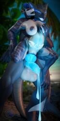1:2 2_penises 3d absurd_res anthro balls beach bodily_fluids breast_grab breasts capcom carrying_another carrying_partner carrying_position cum cum_drip cum_inside diphallia diphallism dripping duo female fish flying_wyvern genital_fluids genitals glowing glowing_genitalia glowing_penis glowing_tongue hand_on_breast hi_res hybrid inflation knot knotted_penis leaking_cum leg_grab male male/female marine monster_hunter multi_genitalia multi_penis nargacuga nipples nude orgasm penetration penis piercing pubic_tattoo sex shark size_difference tattoo tongue vaginal_penetration vahlyance vayhl'ayne_(vahlyance)