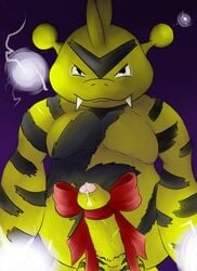 2013 bow chubby electabuzz erection humanoid_penis looking_at_viewer male male_only nintendo penis pokemon precum ribbons solo theunderdog uncut video_games