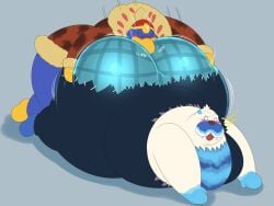 big_ass big_butt blush blush_lines eating_ass fat fat_ass fat_butt fat_male furry grabbing_ass king_dedede kirby_(series) megacoolbear_(artist) mr._frosty mr._frosty_(kirby) on_the_floor on_the_ground overweight overweight_male penguin sniffable_ass sniffing sniffing_ass sniffing_butt