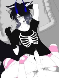 2boys 2males ahe_gao anal anal_sex anal_sex arm_gloves black_claws black_eyes black_nails blue_eyes blue_horns blush claws cum dark_hair dark_hair_male dark_pubic_hair ears_down ejaculation emo emo_boy emo_hairstyle erect_penis eyes_half_open fangs femboy_on_femboy fox_ears fox_tail gloves half_colored hand_behind_head hand_holding_object hand_on_pillow hand_under_clothes hard_cock holding_partner looking_at_penis male male/male male_on_male male_penetrated male_penetrating male_penetrating_male minimalist_background minimalist_coloring nails oc orgasm original_character oversized_shirt pink_on_black self_upload shirt_on spread_legs steamy_breath tagme thighhighs tongue_out twink two_tails two_tone_hair uncolored_skin unsuspecting_top variant white_pupils