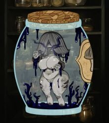 arsfromnowhere_(artist) ass big_ass big_breasts breasts female fungus huge_breasts in_jar long_tongue matanga mucus mushroom mushroom_cap mushroom_girl mushroom_hat mushroom_humanoid slime tongue tongue_out wide_hips