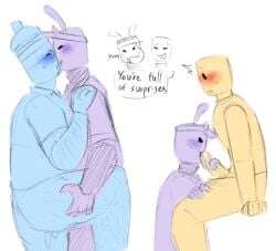 007n7_(forsaken) alien alien_boy alien_elliot_(forsaken) alien_humanoid blowjob blush chubby chubby_male clothed clothing dick doodle flat_colors forsaken_(roblox) glasses hairy hairy_arms hairy_legs hat long_tongue noob_(forsaken) penis roblox robloxian sketch surprised surprised_expression