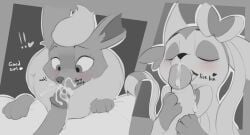 absurd_res bodily_fluids cum cum_drip cum_in_mouth cum_inside dripping duo eeveelution ejaculation fellatio female feral flareon generation_1_pokemon generation_6_pokemon genital_fluids genitals hi_res human humanoid_genitalia humanoid_penis interspecies licking mammal monochrome nintendo oral penile penis pokemon pokemon_(species) pokephilia sex simple_background soul_healer sylveon tongue zoophilia
