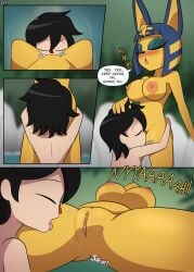2025 animal_crossing ankha_(animal_crossing) anthro anthro_pov areola big_breasts biped black_hair blue_hair blurred_background blush bodily_fluids breasts closed_eyes colored comic cunnilingus dialogue domestic_cat duo ejaculation english_text felid feline felis female female_pov first_person_view fur genital_fluids hair hand_on_head head_between_legs hi_res human human_on_anthro humanoid_vulva interspecies kneeling_oral_position lake looking_pleasured luckster1234 male male/female mammal medium_hair nintendo nipples nude nude_anthro nude_female nude_human nude_male oral orange_nipples orgasm outside_sex page_number saliva sex shout sound_effects speech_bubble spread_legs spreading text tongue tongue_out under_boob vaginal_fluids vaginal_orgasm vaginal_penetration vaginal_squirting villager_(animal_crossing) water yellow_body yellow_fur