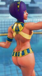 3d areolae athletic athletic_female bob_cut brown_body brown_skin busty egyptian egyptian_female female female_focus female_only hourglass_figure menat_(street_fighter) nipples nudity revealing_clothes see-through see-through_clothing sf_screenshot short_hair skimpy skimpy_clothes street_fighter street_fighter_v tagme wide_hips