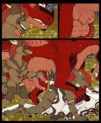 2_penises animal_genitalia anthro anthro_on_feral balls bodily_fluids canid canine canis comic cuntboy dialogue diphallia diphallism dragon dripping entropy_(billeur) fellowwolf feral from_behind_position from_front_position full-package_cuntboy genital_fluids genitals group half-erect herm hermaphrodite hi_res holding_penis hybrid imminent_anal imminent_sex imminent_vaginal intersex intersex/intersex intersex/male landon_(fellowwolf) leaking_precum lying male maleherm mammal missionary_position mounting multi_genitalia multi_penis mythological_creature mythological_scalie mythology narkhas on_back penetration penis penis_tip precum precum_drip precum_on_penis prehensile_penis pussy reptile scalie sex sheath size_difference snake vaginal_penetration velux wolf zoophilia