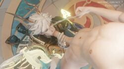animated horns sucking_penis tagme video white_hair zilong_(honor_of_kings)