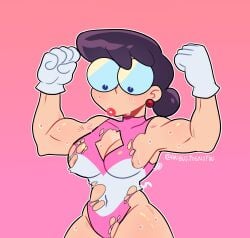 1girls ari_dibujitos athletic athletic_female breasts female glasses light-skinned_female light_skin mama_matsumoto mature mature_female milf mother punch_punch_forever! ripped_clothes ripped_clothing ripped_leotard