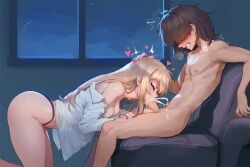 1boy 1boy1girl 1girls ai_generated aksn ass black_panties blonde_hair blush brown_hair bubble_butt clenched_teeth closed_eyes couch dat_ass deepthroat doma_umaru face_fucking faceless_male fellatio full-face_blush hair_over_eyes hands_on_another's_thighs head_grab heart himouto!_umaru-chan huge_cock kneeling leaning_back living_room long_hair looking_pleasured medium_breasts medium_hair messy_hair narrow_waist night nipples nude_male oral oral_creampie oral_sex oversized_clothes panties sitting skinny skinny_male slim_waist string_panties swallowing swallowing_cum swallowing_penis_while_deepthroat t-shirt thick_thighs thin thin_male throat_bulge trembling white_shirt