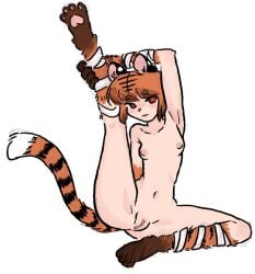 animal_hybrid bare_pussy exposed_breasts exposed_pussy female female_only fennytanyl flockmod girl_only kemonomimi leg_grab leg_up mosquito_bites oc original_character pussy solo_female spread_legs tiger_ears tiger_girl tiger_tail tigeress