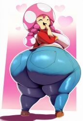 1girls ai_generated ass ass_focus big_ass blazer blonde_hair blue_eyes blue_pants booty breasts clothing dat_ass dumptruck_ass ear_piercing enormous_ass fat_ass female female_only gigantic_ass huge_ass huge_breasts human jeans large_ass lubbasdump mammal mario_(series) massive_ass nintendo open_mouth ponytail simple_background solo solo_female solo_focus thick_ass toadette wide_hips