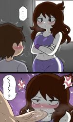 ai_generated blowjob blush defeated enigi09 fellatio female instant_loss instant_loss_2koma jaiden jaiden_animations jaiden_dittfach male penis straight sucking veiny_penis white-skinned_female