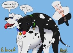2024 balls ben_(kinaj) bird_dog black_body black_fur black_nose blue_eyes breath canid canine canine_vulva canis close-up collar dalmatian doggy_style domestic_dog duo english_text female feral from_behind_position fur genitals hi_res hunting_dog incest_(lore) kinaj kinktober_2024 knotting labrador male male/female mammal markings mixed_breed mother_(lore) multi_nipple nipples panting parent_(lore) penetration penile penile_penetration retriever sex son_(lore) spots spotted_body spotted_fur tania_(kinaj) teats text tongue vaginal_penetration white_body white_fur