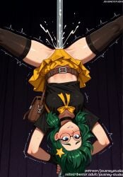 ai_generated backpack bag bangs belt black_choker black_gloves black_legwear black_shirt black_thighhighs blue_eyes blush breasts choker clothing english_text eyewear female female female_ejaculation fingerless_gloves footwear genital_fluids glasses gloves green_hair hair_ornament ivy_(pokerogue) jousneystudio legwear loli medium_breasts midriff miniskirt navel parted_lips pleated_skirt pokemon pokemon_fangame pokerogue pole pole_dancing round_eyewear semen sex shirt short_sleeves skindentation skirt solo spread_legs star_(symbol) star_hair_ornament stripper_pole sweat thighhighs thighs trembling twintails underwear upside-down vagina