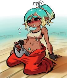 1girls bluesky_link digital_media_(artwork) female grinding inkling inkling_girl iseenudepeople masturbation mechanic_(splatoon_raiders) object splatoon splatoon_(series) splatoon_raiders tools watermark wrench