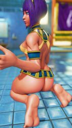 3d areolae athletic athletic_female bob_cut brown_body brown_skin busty egyptian egyptian_female female female_focus female_only hourglass_figure menat_(street_fighter) nipples nudity revealing_clothes see-through see-through_clothing sf_screenshot short_hair skimpy skimpy_clothes street_fighter street_fighter_v tagme wide_hips