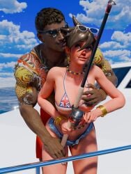 4k blender blender_(software) blender_cycles boat fishing fishing_rod fuckingtracer game_character grope groping groping_breast groping_breasts groping_from_behind micro_bikini micro_jeans micro_shorts microshorts muscular muscular_arms muscular_male overwatch overwatch_2 red_swim_trunks red_swimming_trunks sexual_harassment sunglasses sunglasses_on_head sweat sweating sweaty sweaty_body sweaty_breasts swimshorts tagme tanline tanlines tanned tanned_body tanned_female tanned_girl tanned_male tanned_skin tattoo tattoo_on_arm tattoo_on_chest tattooed_arm tattoos touching_breast touching_nipples tracer union_jack union_jack_bikini yacht