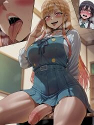 ai ai_generated big_penis bottomless cock_ring futa_only futanari grin intersex kitagawa_marin school_uniform sitting skirt sono_bisque_doll_wa_koi_wo_suru spread_legs tongue_out whispering