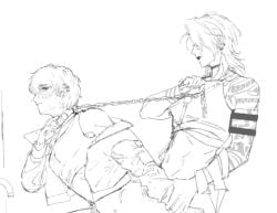 abs blush chains cinnabar_(path_to_nowhere) clothed clothed_sex clothes clothing crop_top dominant_female female female_only fucked_from_behind futanari hakson777 implied_futa implied_penetration implied_sex intersex jacket larger_female leash muscular muscular_female path_to_nowhere short_hair shorter_female smaller_female submissive_female taller_female tattooes yuri zoya_(path_to_nowhere)