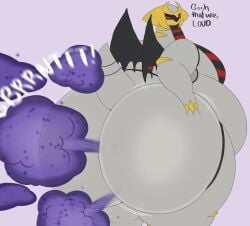 ass_bigger_than_head big_ass big_butt blush_lines fart fart_cloud fart_everywhere fart_fetish farting farts fat fat_ass fat_butt fat_male giratina god legendary_pokemon loud_fart megacoolbear_(artist) pokemon pokemon_(species) touching_ass touching_self