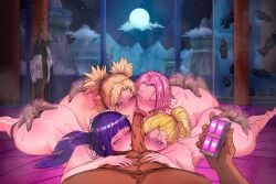 ass ass_grab ass_up barefoot blonde_hair blush breast_press cloud controller dark-skinned_male electricity electrocution fellatio fish_tank forehead_protector full_moon glowing_eyes half-closed_eyes heart-shaped_pupils hyuuga_hinata indoors kunai large_breasts large_penis long_hair looking_at_viewer medium_hair messy_hair motion_blur motion_lines naruto_(series) nibba night_sky on_bed on_stomach pink_hair plug_(sex_toy) ponytail purple_hair sakura_haruno sweat tape temari tentacle thigh_strap tongue_out vibrator vibrator_in_thighhighs wide_hips window yamanaka_ino