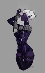 1girls big_ass big_breasts breasts curvaceous curvy curvy_figure digital_media_(artwork) elf elf_ears elf_female elf_girl female hips hourglass_figure humanoid legs long_ears mature mature_female minko original original_character purple-skinned_female purple_body purple_skin slim_waist thick thick_hips thick_legs thick_thighs thighs white_hair