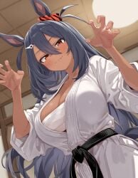 1girls ai_generated animal_ears anthropomorphization artist_request eyes female hair hishi_amazon_(umamusume) legs skin tagme umamusume umamusume_pretty_derby young