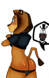 alakay_alex anthro ass blood blush equine feline furry furry_only gay lion madagascar_(series) male marty_the_zebra nosebleed nude zebra