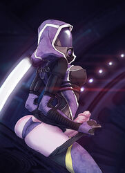 1futa ass breasts dark-skinned_futanari dickgirl elzikyuchi erect_nipples erection futa_only futanari intersex mass_effect medium_breasts nipple_bulge panties penis penis_out photoshop quarian solo_futa tali'zorah_nar_rayya