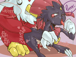 cum cum_in_pussy cum_inside delibird dripping drooling heart interspecies jingaidaisuki nintendo one_eye_closed pokemon red_eyes saliva size_difference tongue tongue_out video_games weavile wide_hips