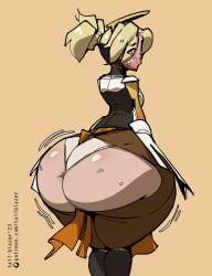 1girls ass_expansion big_ass blonde_female blonde_hair bottom_heavy european european_female expansion huge_ass hyper_ass light-skinned_female light_skin medium_breasts mercy overwatch panties ripped_clothing swiss swiss_female tagme tail-blazer thin_waist white_panties wide_hips