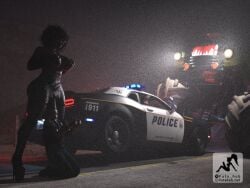 1boy 1futa 3d big_penis blowjob dark-skinned_futanari fellatio futa_on_male futahub futanari male penis police police_car