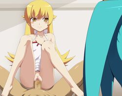 blonde_hair blush censored circle_anco monogatari_(series) onimonogatari oshino_shinobu penis pussy sex vaginal_penetration yellow_eyes