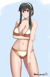 1girls big_breasts bikini golden_bikini long_hair looking_at_viewer nekoreset13 tagme yor_briar