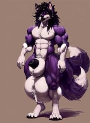 2_tails 4_toes 5_fingers abs adonis_belt ai_assisted anthro arms_at_sides athletic athletic_anthro athletic_male ball_squish ball_tuft balls_between_knees balls_between_legs balls_between_thighs balls_bigger_than_head biceps big_balls big_biceps big_muscles big_pecs big_sheath big_trapezius black_claws black_eyebrows black_hair black_lips black_nose black_penis black_pupils calves canine canine_genitalia canine_penis cheek_tuft chest_tuft claws crotch_tuft deltoids digitigrade ear_fluff elbow_tuft eyelashes eyeliner finger_claws fit fit_male fluffy fluffy_balls fluffy_chest fluffy_fur fluffy_hair fluffy_sheath fluffy_tail folf forearm_muscles fox fox_tail fox_tails front_view gloves_(marking) grin hip_bones hip_dips huge_balls huge_muscles huge_sheath humanoid_hands hybrid hyper_balls hyper_sheath latissimus_dorsi looking_at_viewer male manly messy_hair muscular muscular_anthro muscular_arms muscular_calves muscular_legs muscular_male muscular_shoulders muscular_thighs no_nipples nude nude_anthro nude_male pecs penis_tip purple_fur quadriceps sheath sheath_tuft sheathed sheathed_penis shoulder_length_hair shoulder_tuft shoulders simple_background slit_pupils smug socks_(marking) solo tagme tapering_penis thick_bottom_lip thick_lower_lip thick_thighs toe_claws trapezius triceps vein veins veiny veiny_arms veiny_biceps veiny_muscles vyrdaes vyrdaes_(artist) white_belly white_fur white_sclera white_tail_tip wolf yellow_eyes