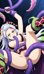 daki_(kimetsu_no_yaiba) tentacle tentacle_grab tentacle_in_ass tentacle_in_mouth tentacle_in_pussy tentacle_penetration tentacle_rape tentacle_restraint tentacle_sex white_hair