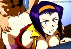 1boy 1boy1girl 1girls ai_generated all_fours ass ass_grab bent_over blush breasts breasts_out clenched_teeth cowboy_bebop cum cum_in_pussy cum_inside cum_on_ass doggy_style faye_valentine female grabbing_ass hi_res high_resolution highres large_breasts male male/female muscular_male nipples penis_in_pussy pink_nipples sex sunrise_(studio) surprised tits tits_out vaginal_penetration waifumakerart wide_eyed