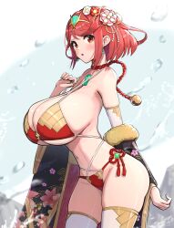 1girls bikini breasts breasts_bigger_than_head female gonzarez huge_breasts light-skinned_female light_skin nintendo pyra red_eyes red_hair thick_thighs top_heavy wide_hips xenoblade_(series) xenoblade_chronicles_2